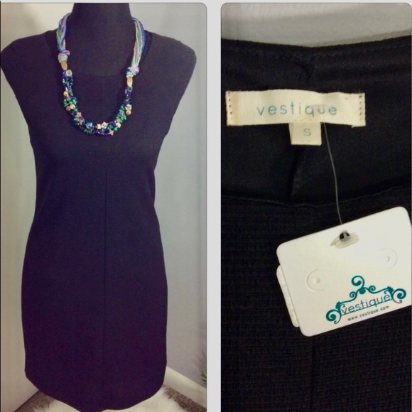 NWT Ribbed Black Dress BodyCon S Vestique - Picture 10 of 10